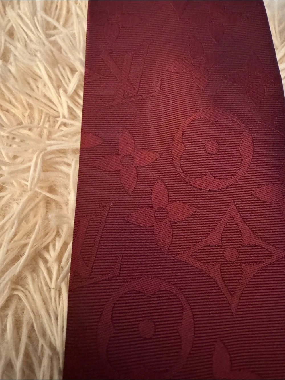 Louis Vuitton Men's Burgundy Monogram Jacquard Tie